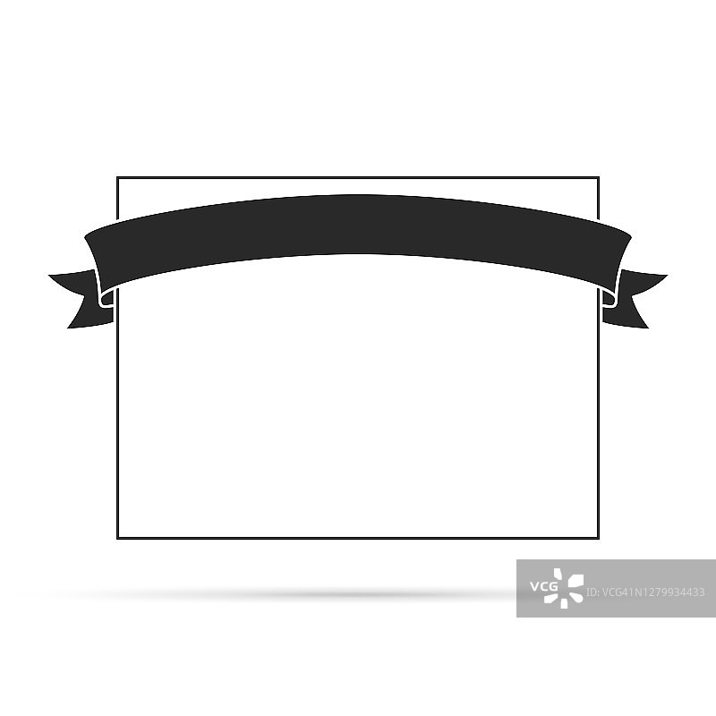 黑色丝带上的空白白色标签-设计元素图片素材