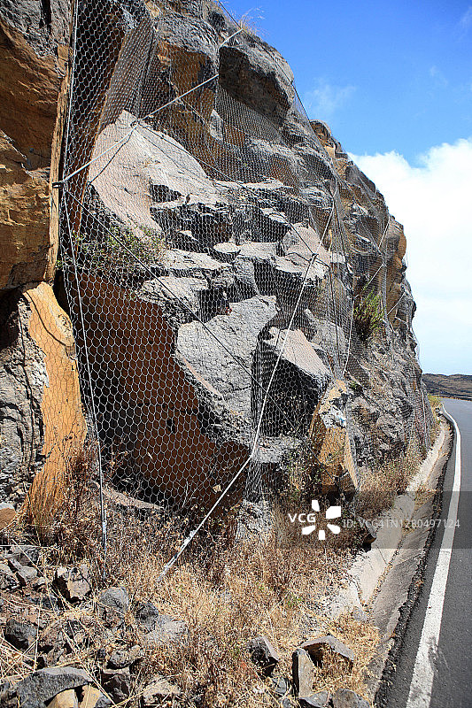 西班牙，加那利群岛，戈梅拉岛，网状岩石图片素材