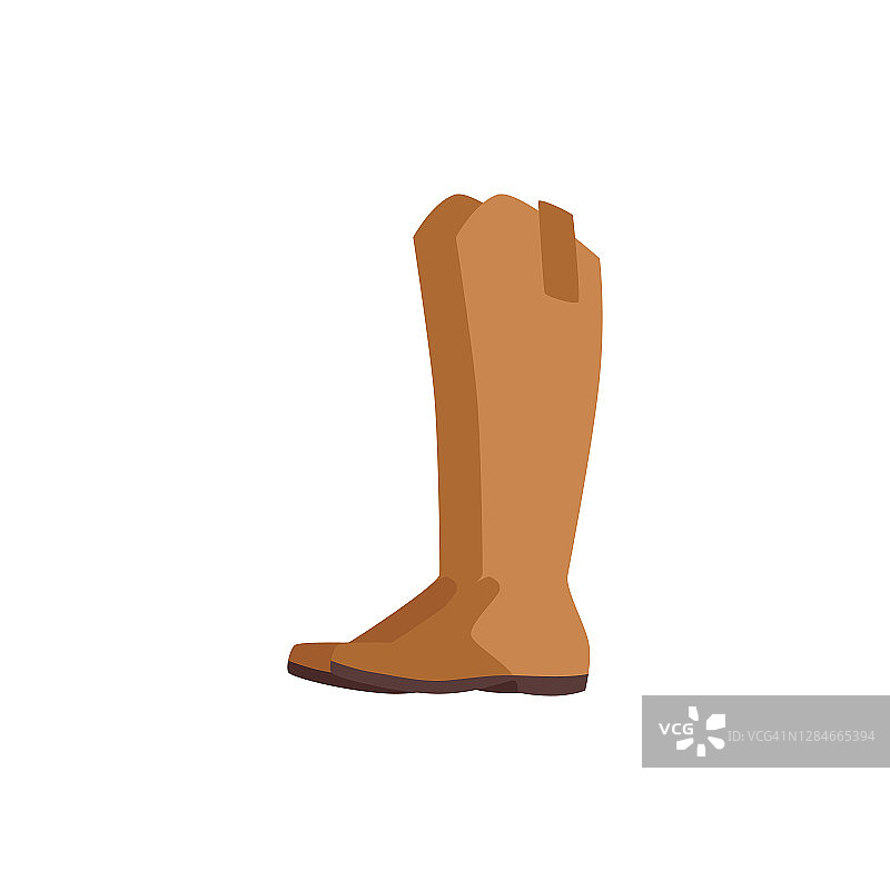 图标的棕色皮革骑手靴子一个平面卡通孤立矢量插图图片素材