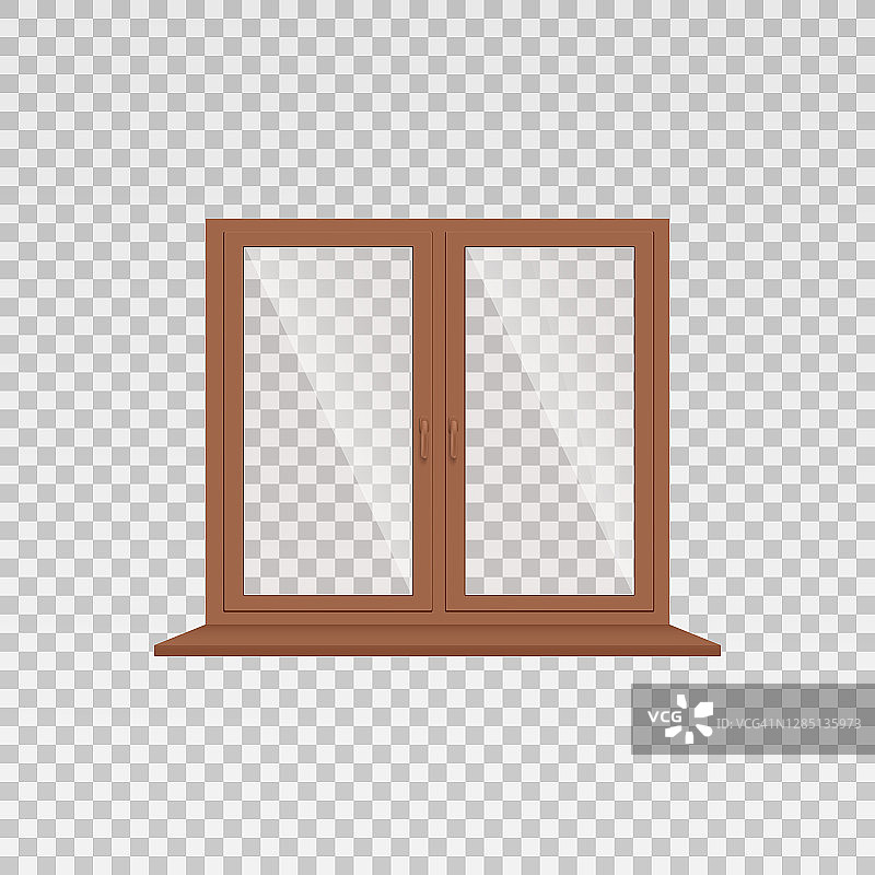 两部分木制窗框模板，真实矢量插图孤立。图片素材