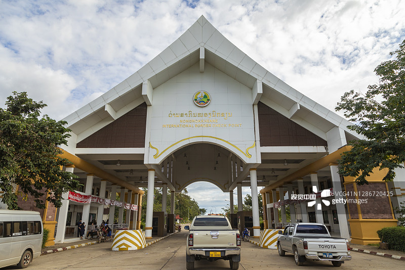 Champasak的Veunkham检查站。老挝柬埔寨边境。图片素材
