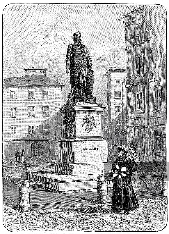 萨尔茨堡的莫扎特纪念碑图片素材