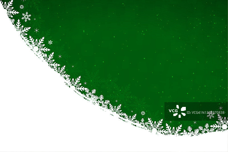 白色的雪和雪花的底部明亮光滑的绿色垂直圣诞背景矢量插图股票插图图片素材