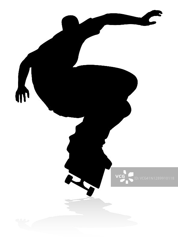 滑板运动员滑冰选手轮廓图片素材