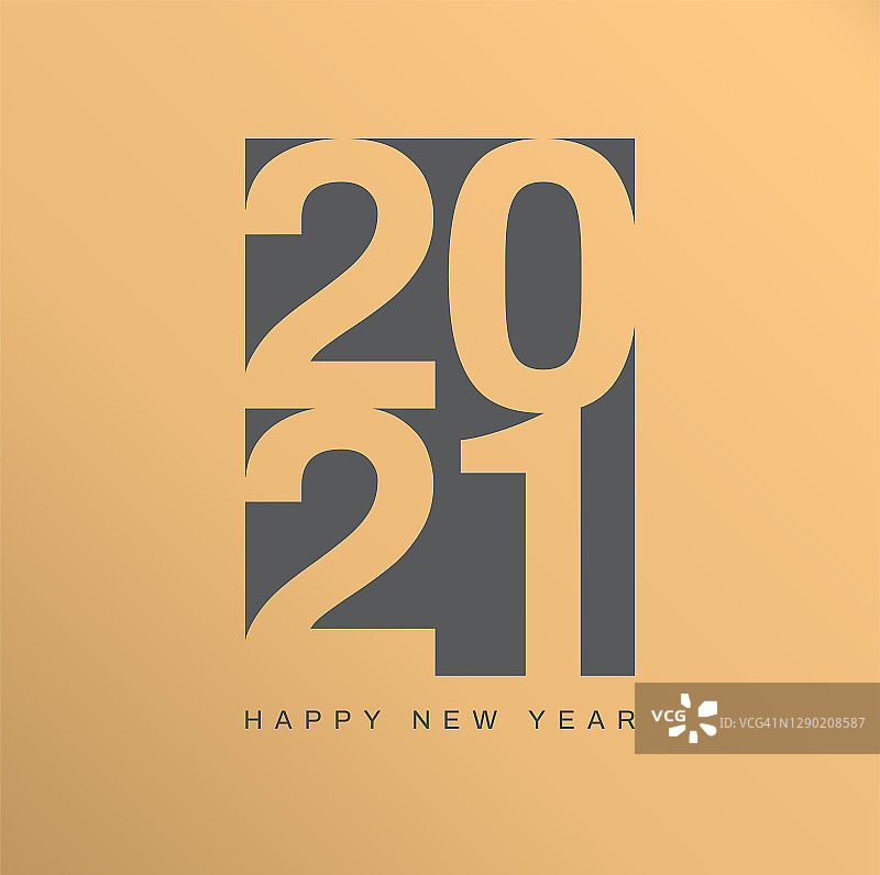 黄金背景下的2021年新年快乐。矢量插图。图片素材