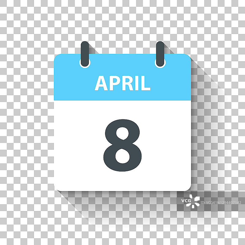 4月8日-日日历图标在平面设计风格图片素材