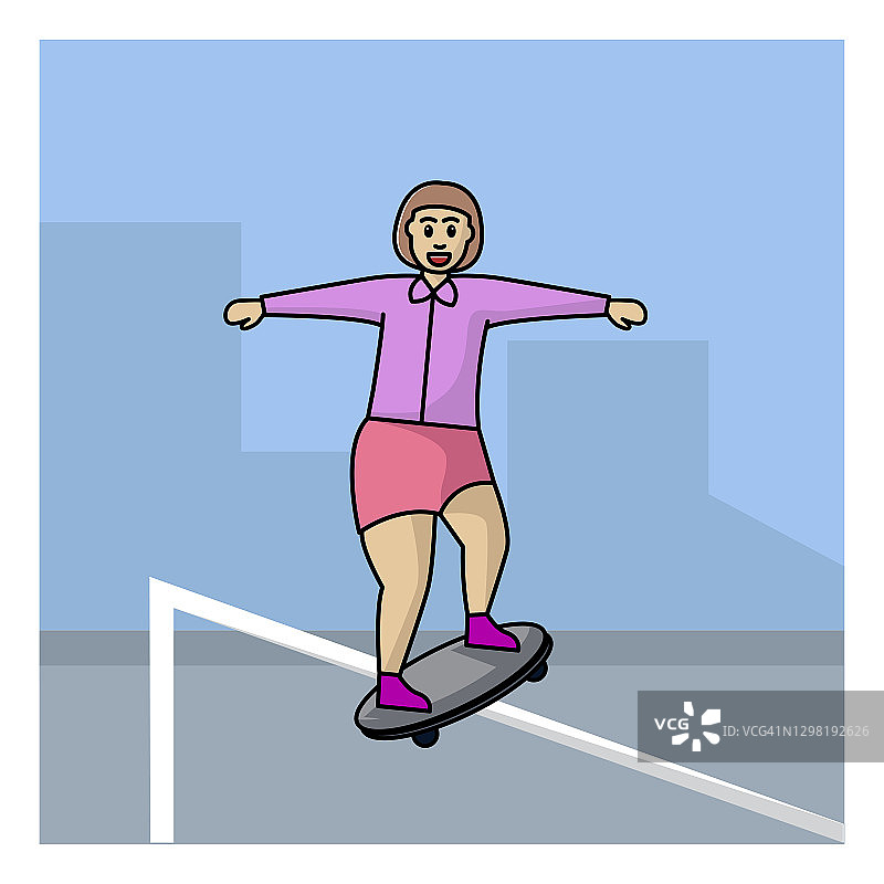 一个玩滑板的小女人图片素材