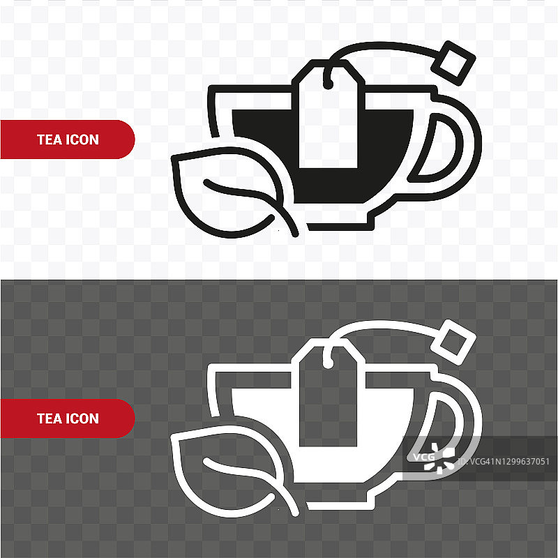 茶饮料图标。茶包在杯子里。图片素材