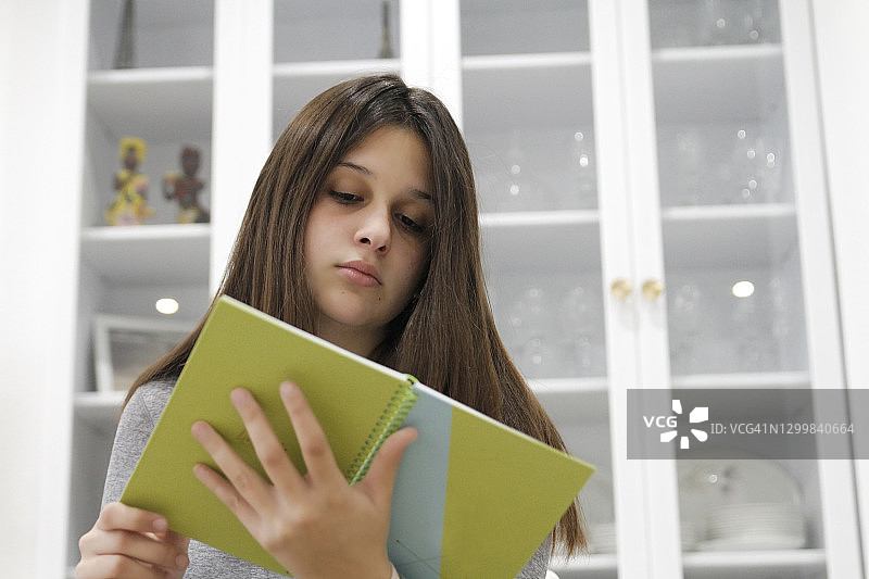 年轻女子在家读书图片素材