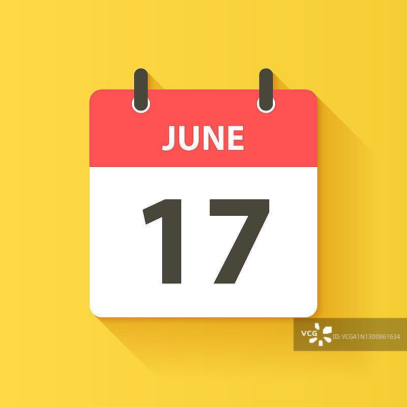6月17日-日日历图标在平面设计风格图片素材