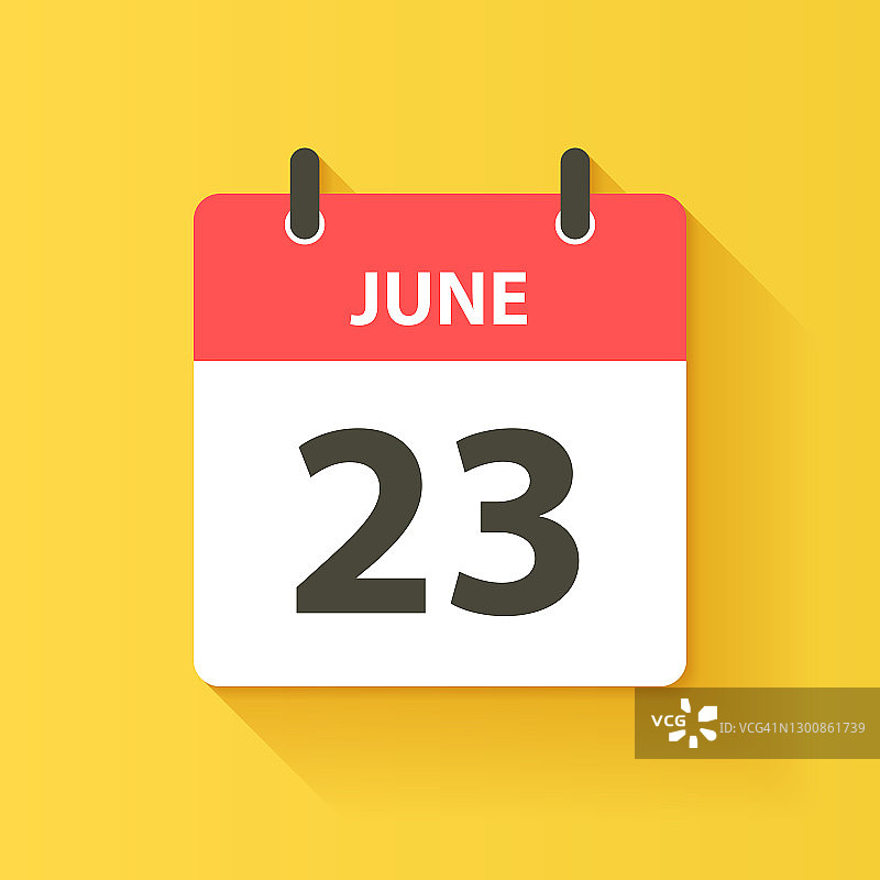 6月23日-日日历图标在平面设计风格图片素材