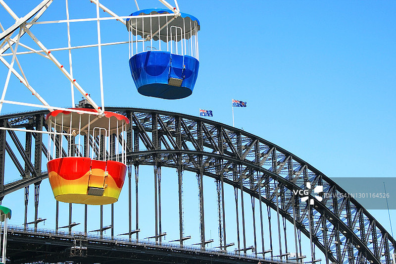 悉尼海港大桥和摩天轮图片素材