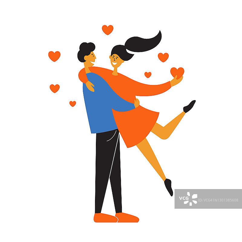 矢量插图的幸福夫妇的男人和女人在爱图片素材