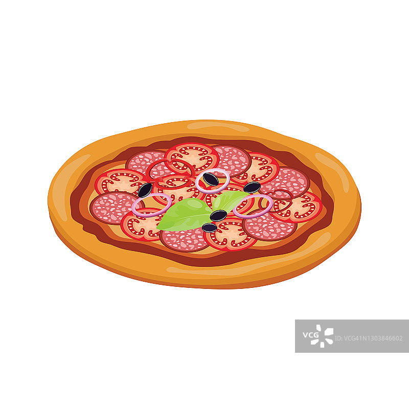 在一个孤立的白色背景上的比萨矢量插图图片素材