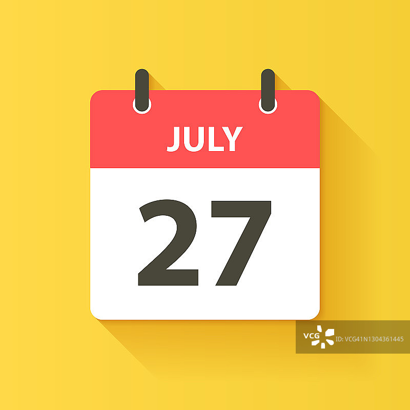 7月27日-日日历图标在平面设计风格图片素材