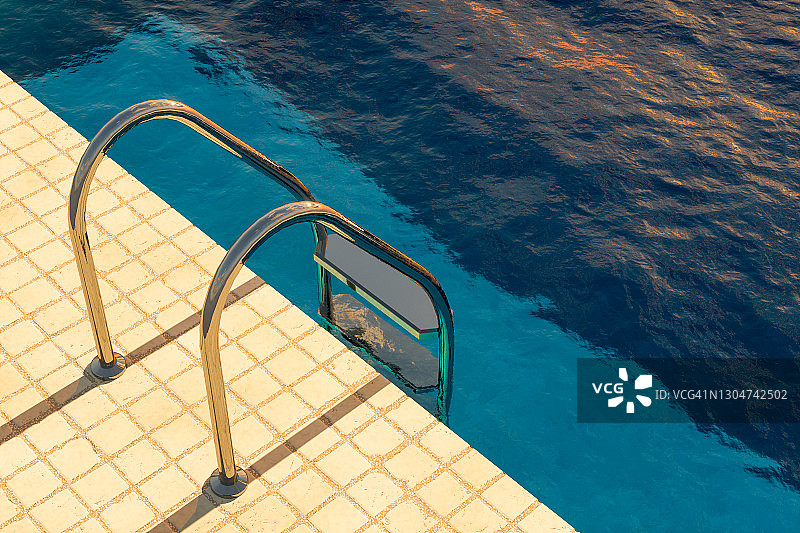 游泳池梯，夏季概念图片素材