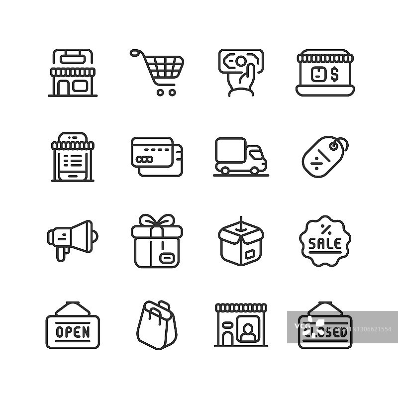 购物，电子商务，商店，支付，移动购物图标图片素材