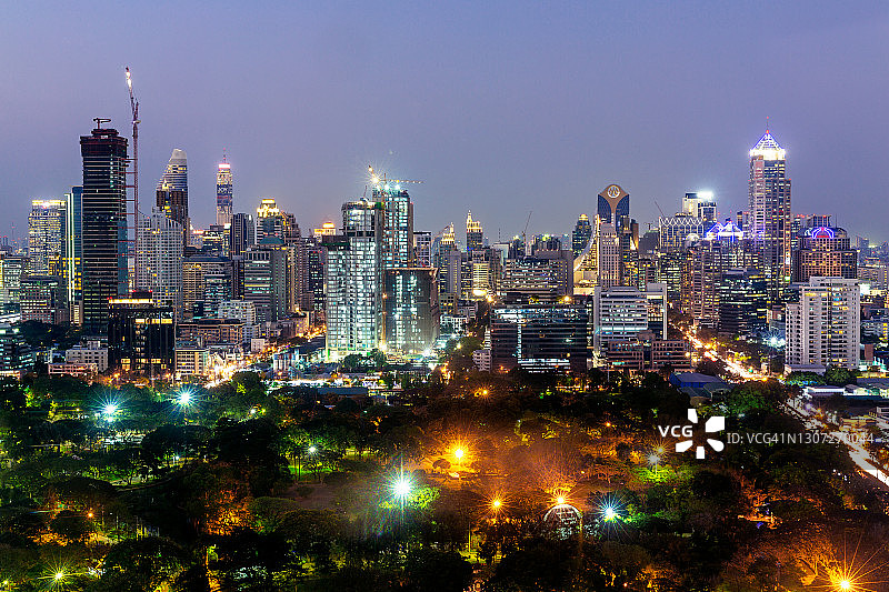 曼谷夜景鸟瞰图，泰国图片素材