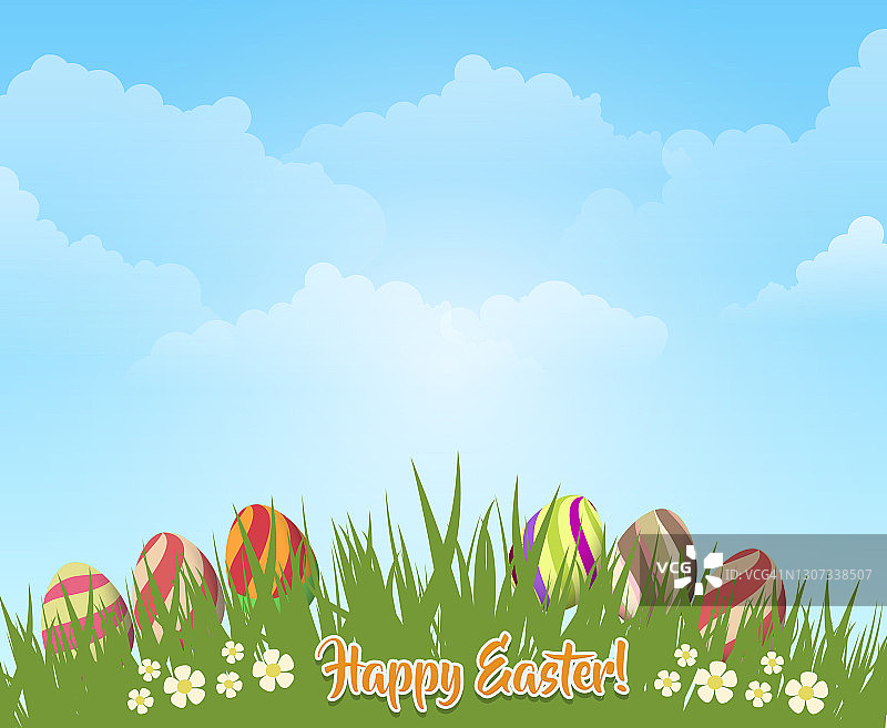 复活节快乐!复活节海报，背景或带有彩蛋的卡片。插图图片素材