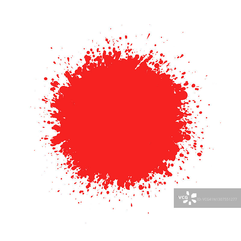 红墨飞溅在白色背景上是由单个粒子形成的。图片素材