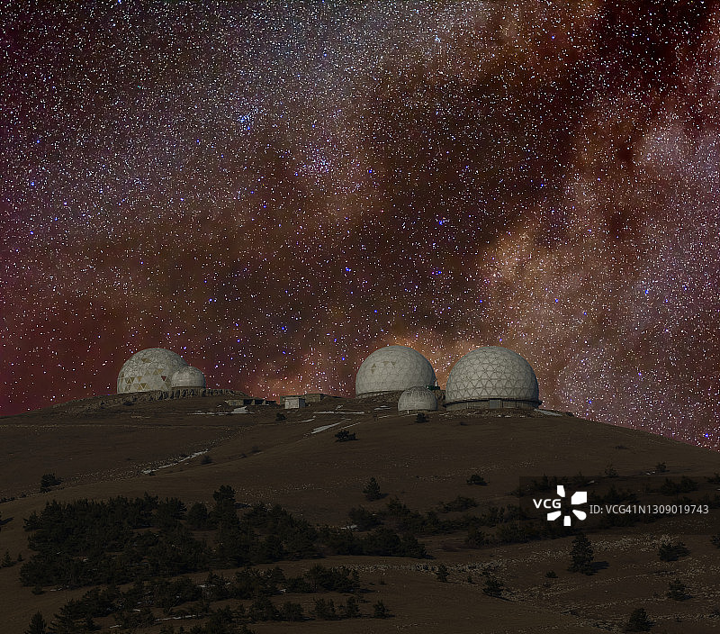 克里米亚山地太空天文台的夜景图片素材