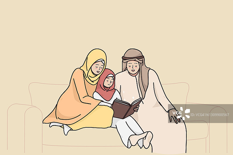 传统的穆斯林家庭生活理念图片素材