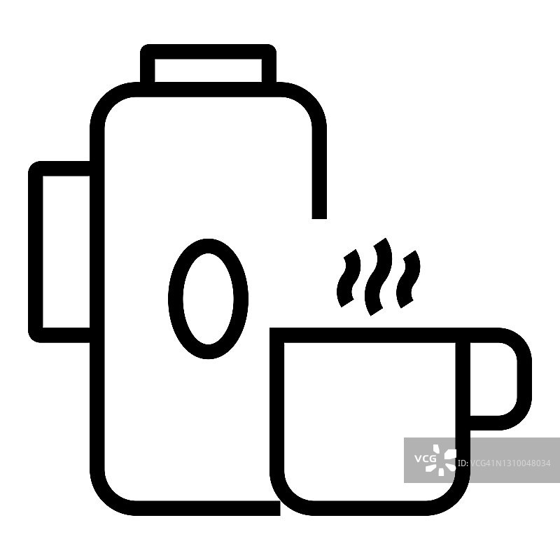 热水瓶线图标，轮廓符号矢量插图图片素材