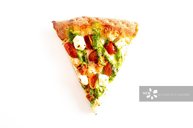 一块香蒜酱披萨孤立在白色背景图片素材
