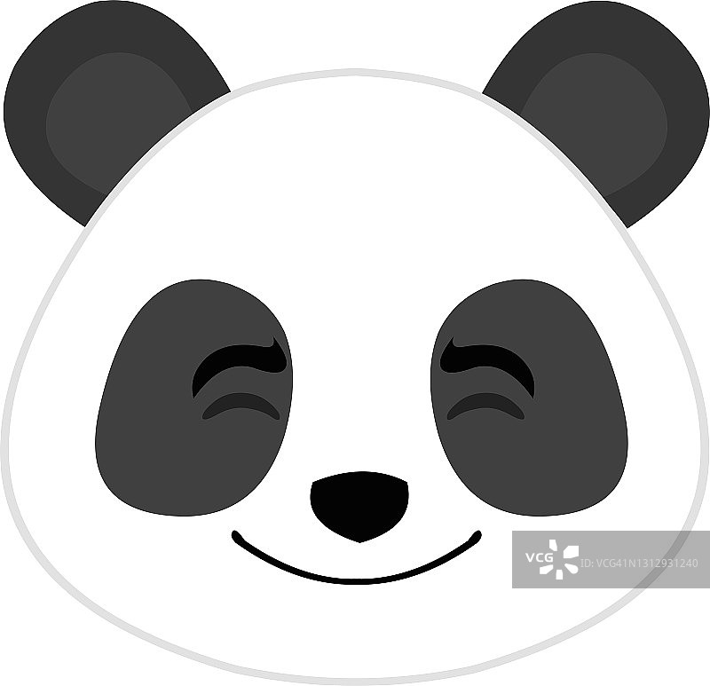 矢量emoticon插图卡通熊猫的头与快乐的表情和眼睛闭上图片素材