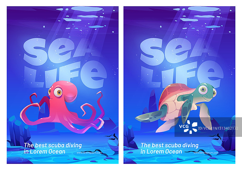 水下海洋生物动物，潜水海报图片素材