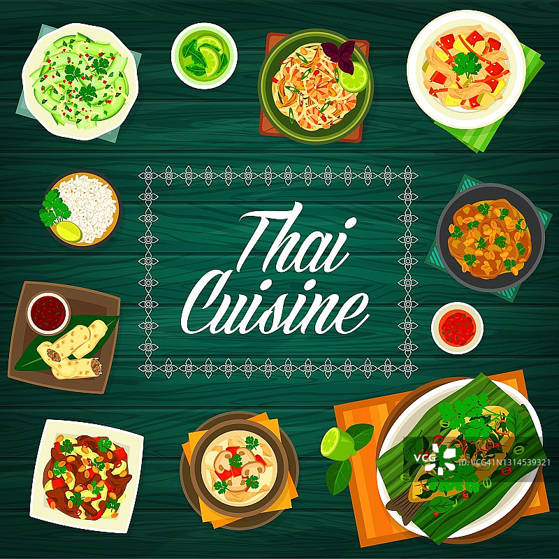 泰国菜菜单包括泰国亚洲菜图片素材