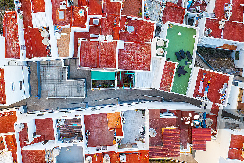 西班牙大加那利的红色建筑露台鸟瞰图图片素材