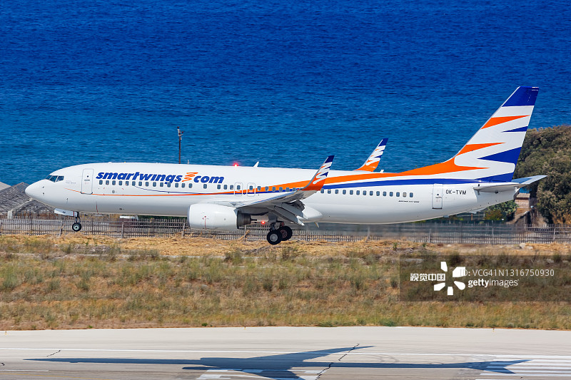 Smartwings波音737-800飞机在希腊罗兹机场图片素材