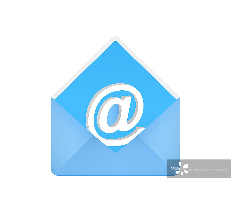 电子邮件和信封图标矢量插图在白色的背景。图片素材