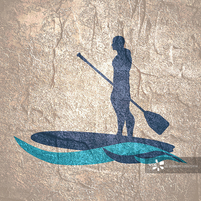 男子与冲浪板摆姿势的插图图片素材
