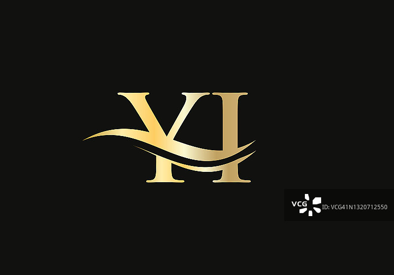 YI标志设计用于商业和公司标识。创意易信与奢华概念图片素材