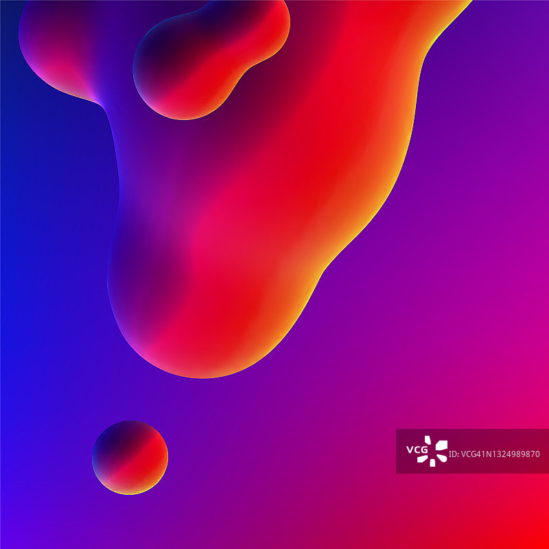流体设计液体斑点与充满活力的强烈颜色抽象背景。矢量图图片素材