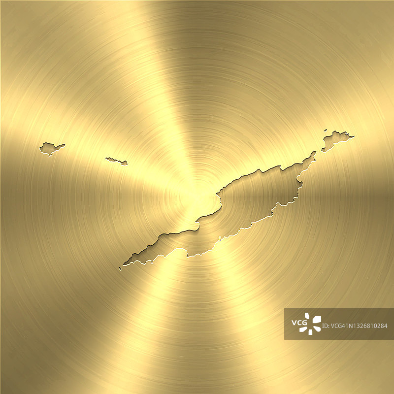 安圭拉地图上的黄金背景-圆形拉丝金属纹理图片素材