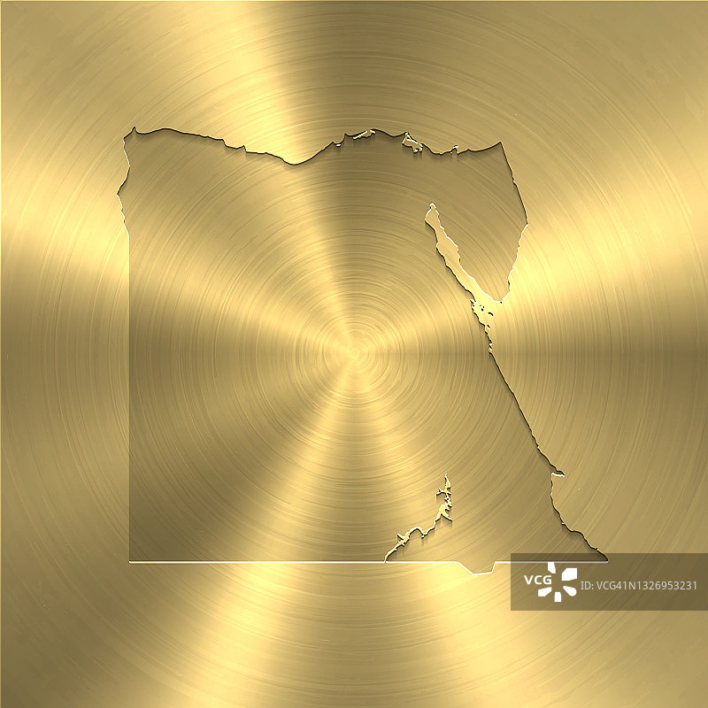埃及地图上的黄金背景-圆形拉丝金属纹理图片素材
