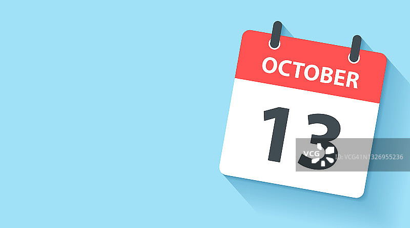 10月13日-每日日历图标在平面设计风格图片素材