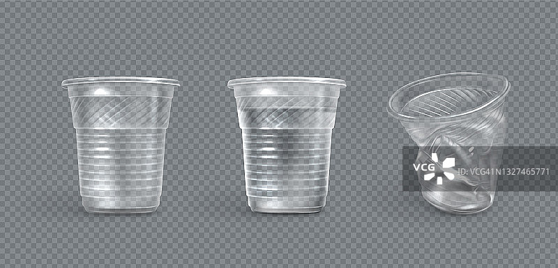塑料杯，皱巴巴的，装满水的杯子图片素材
