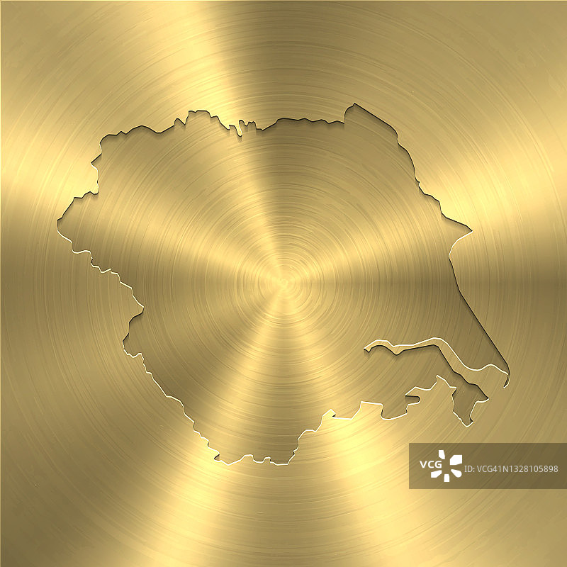 约克郡和亨伯地图上的金色背景-圆形拉丝金属纹理图片素材