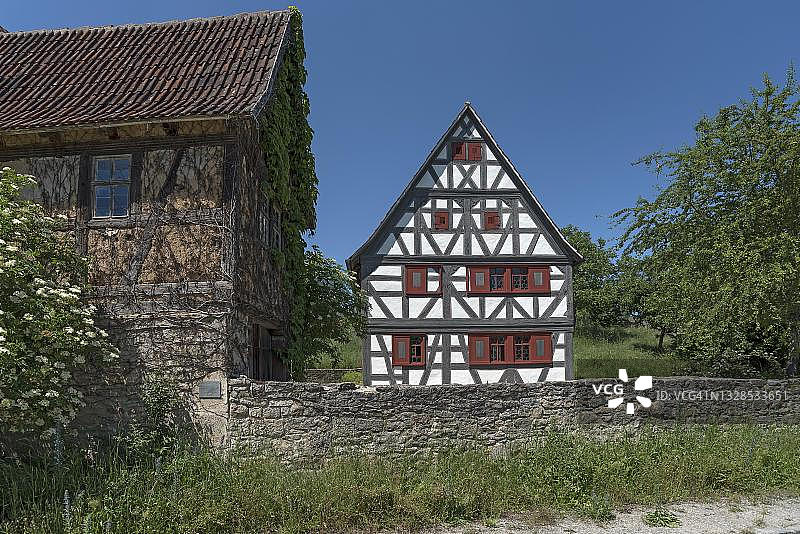 建于1668年的葡萄酒种植者的房子，弗兰科尼露天博物馆，坏风sheim，中弗兰科尼，德国巴伐利亚州图片素材