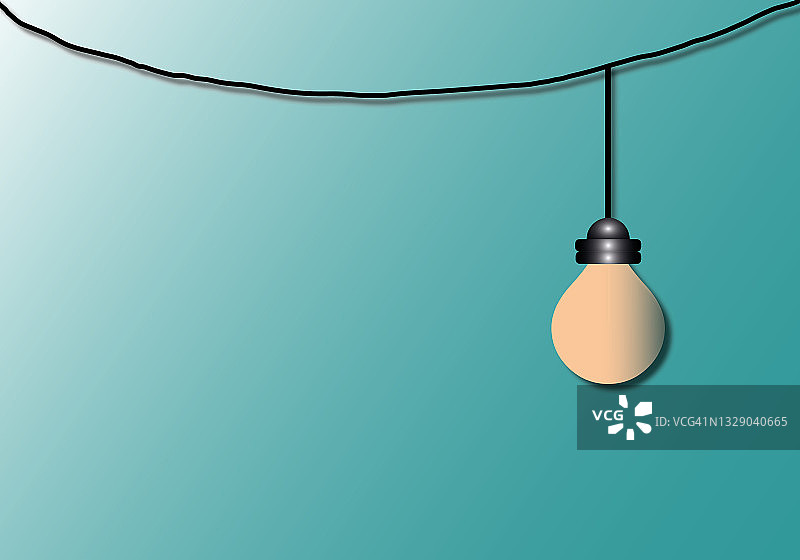 绿色背景上的灯泡是对企业营销理念的隐喻。图片素材