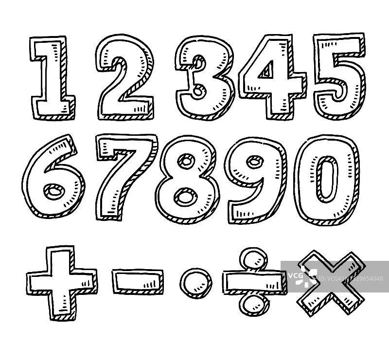 一组数字和数学符号绘图图片素材