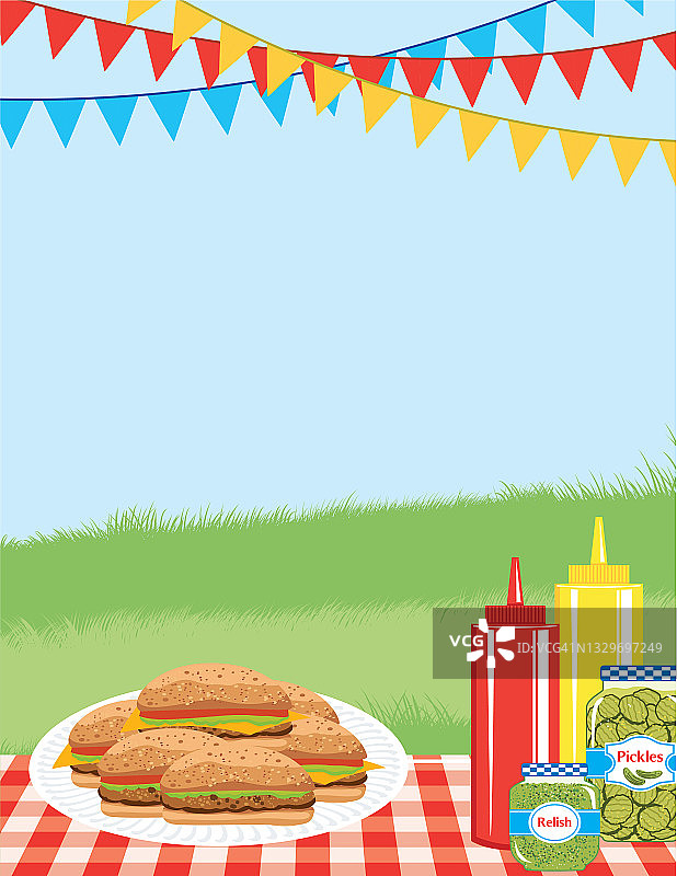 空白的夏季野餐邀请模板图片素材