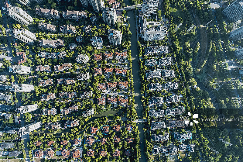 上海现代住宅建筑鸟瞰图图片素材