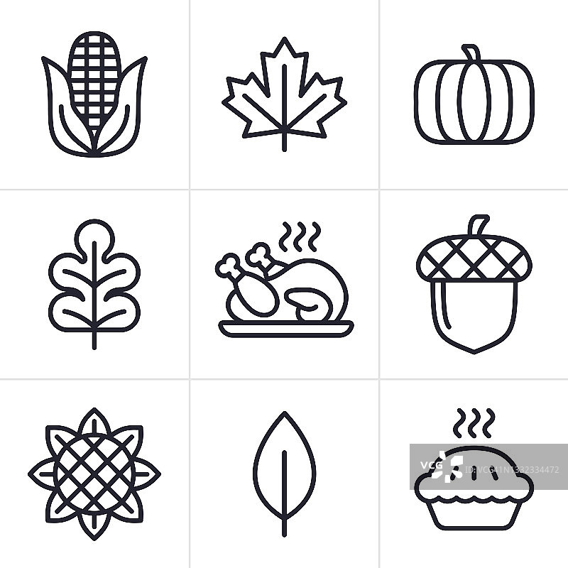 秋季感恩节线图标符号图片素材
