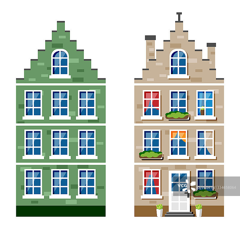 荷兰风格的住宅图标。图片素材