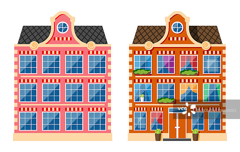 荷兰风格的住宅图标。图片素材